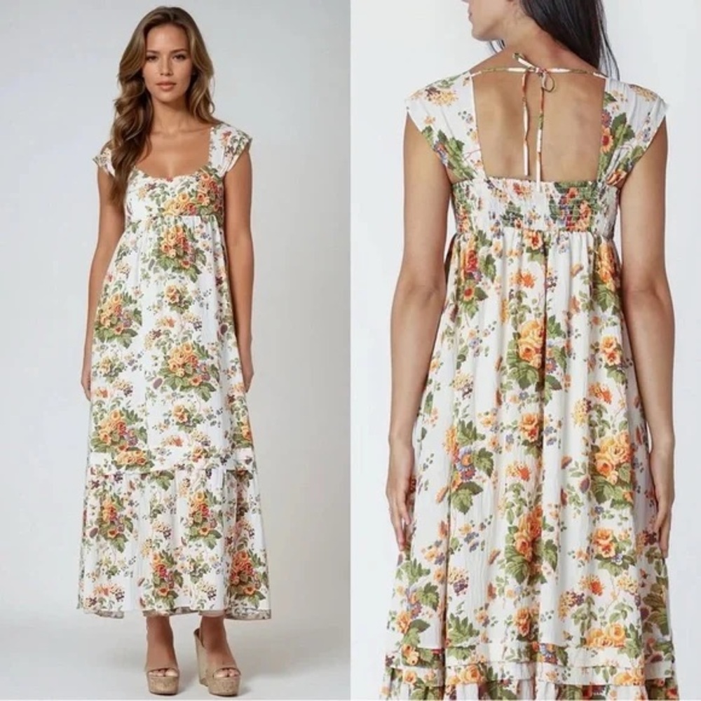 Anthropologie Floral High Low Dress